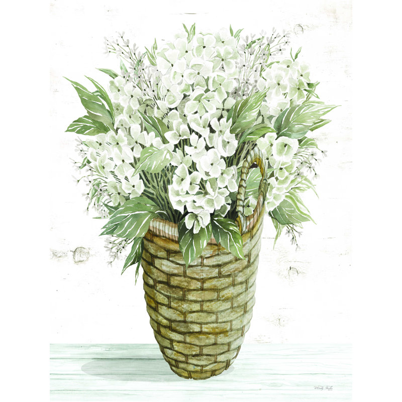 Panier d'hortensias - impression sur toile tendue, H 16 po x l 12 po