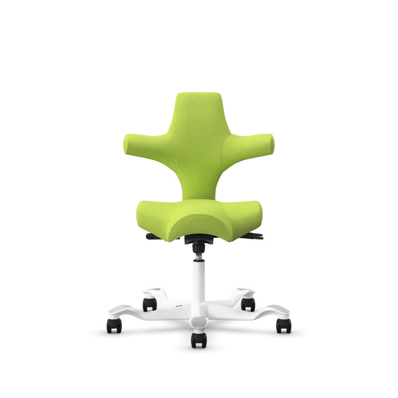 HÅG Capisco Adjustable Sit-to-Stand Height Chair, White, Green Apple, Sit-to-Stand