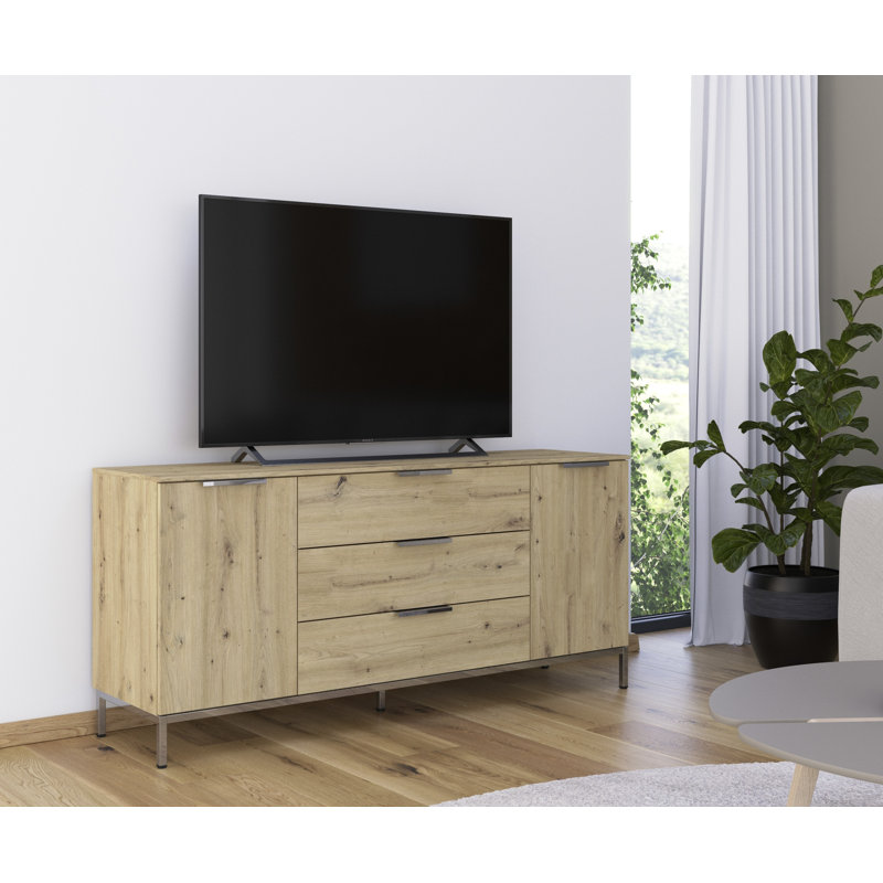 Flipp 3 - Drawer Chest of Drawers, Artisan Oak/Chrome