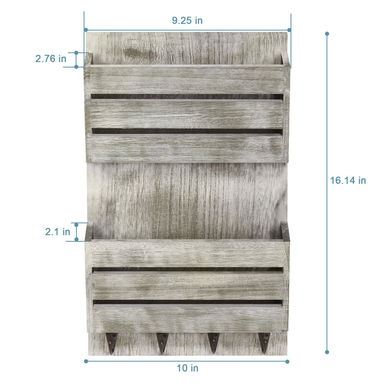 Jatorria Solid Wood Wall Organizer with Key Hooks