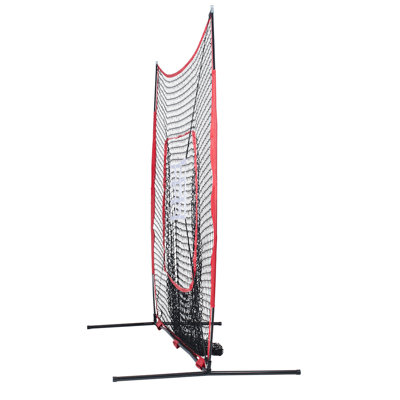 Filet d'entraînement de baseball de 7 pi x 7 pi, filet d'entraînement de baseball portatif pour lancer de balle, équipement de baseball avec arc de sécurité, sac de transport, zone d'attaque, balle, té, collectionneur de balles