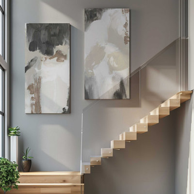 Monochrome Mosaic v1 | 2 Panel Split Large Canvas Print | Combined