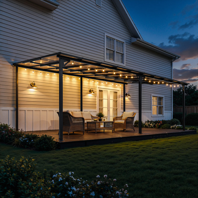 12 Ft. W X 20 Ft. D Powder Coated Steel Pergola With Canopy, 98.4" H x 234.2" W x 141.7" D