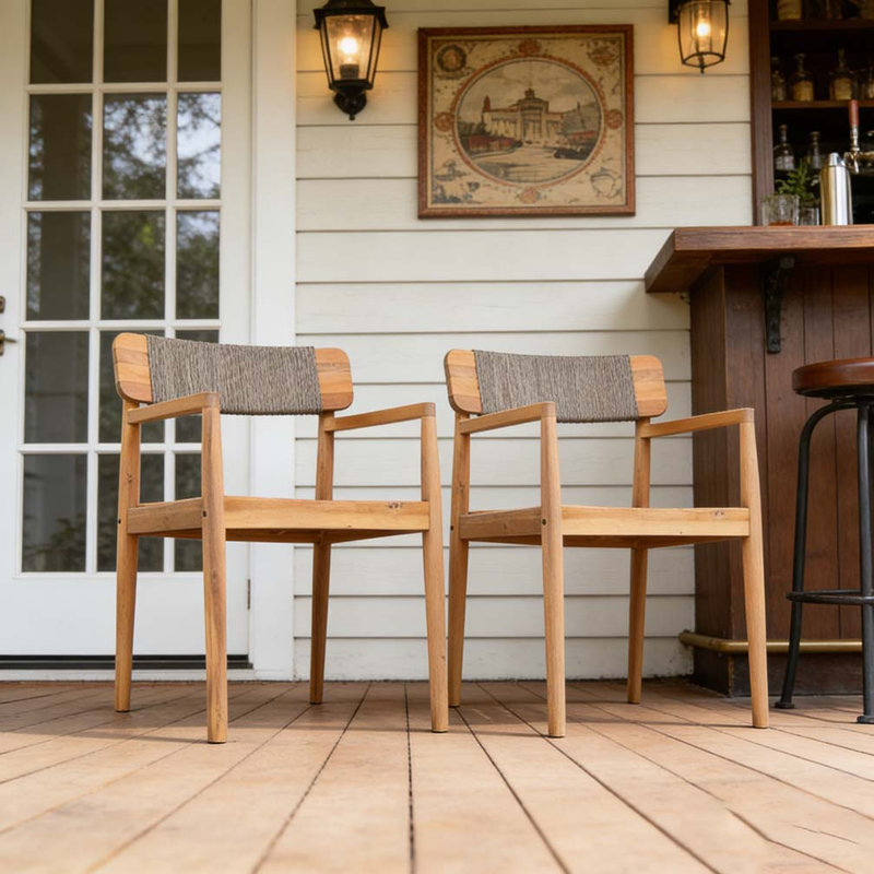 Chaise de patio, Gris, teck