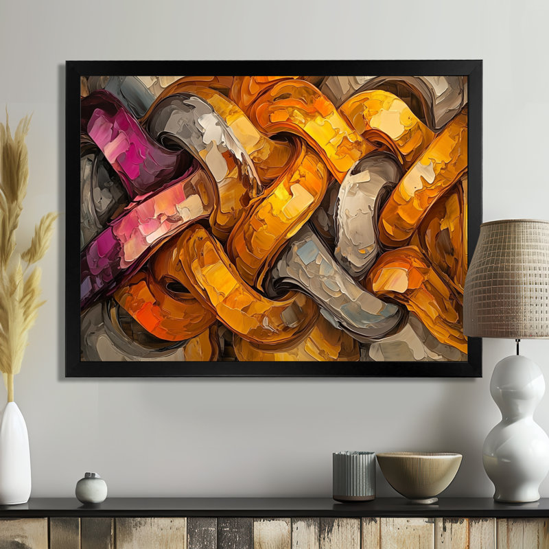 Livesay - Abstract Wall Art, Single Picture Framed, Black, 12" H x 20" W