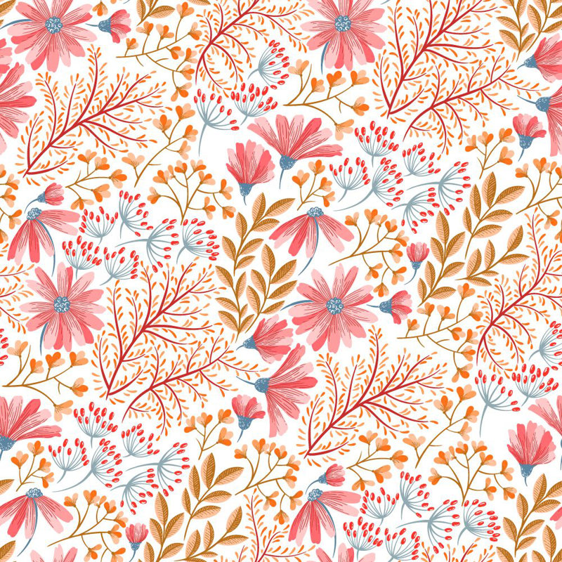 Floral Wall Mural, 10.41" W x 125" L, Vinyl