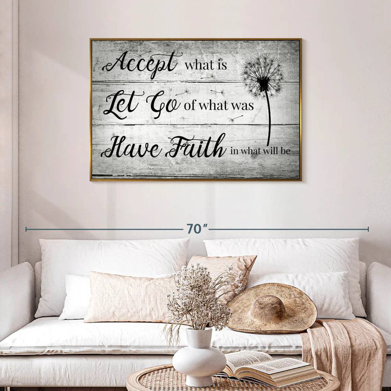 Citation «Have Faith», Cadre flottant doré, 43 po x 29 po