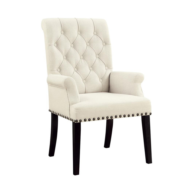 Chaise avec accoudoirs à garniture piquée
