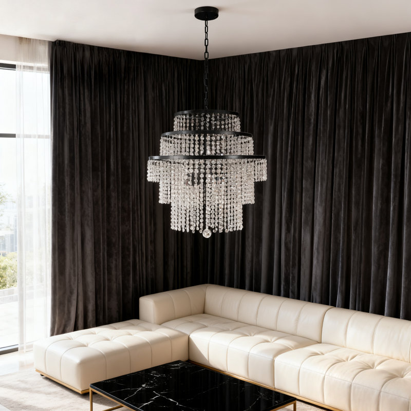 Lustre en cristal 6 niveaux à gradateur