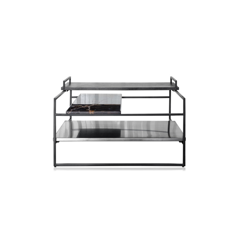 Marble Coffee Table, Black, 15" H x 24" L x 24" W