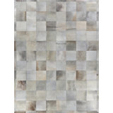 Natural Hide Cowhide Geometric Area Rug in Silver