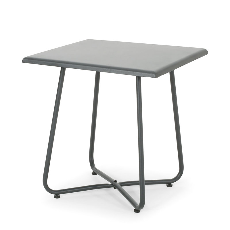 Table d'appoint carrée de 17,56 po de couleur grise avec une structure en acier de style frais x 18,51 po