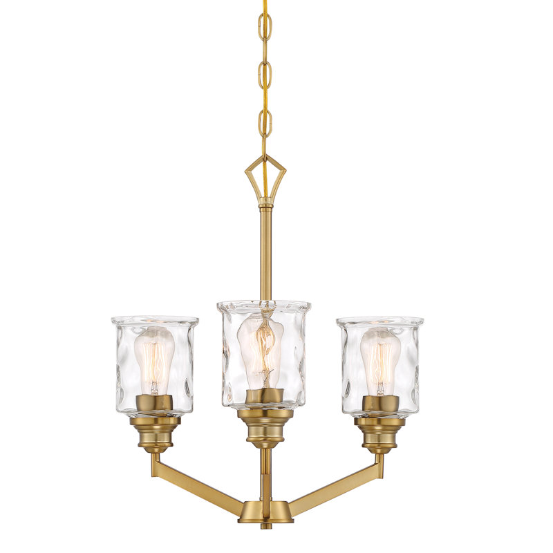 Lustre à 3 lumières avec abat-jour Berowalt, Or brossé