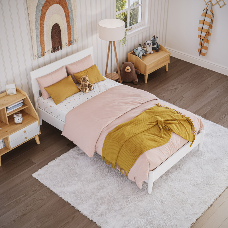 Amandaleigh Solid Wood Panel Bed, Twin, White