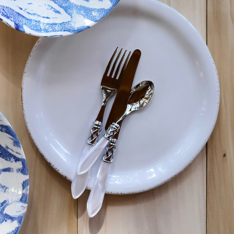Aladdin 5 - Piece Stainless Steel Flatware Set - Service for 1, Brilliant White