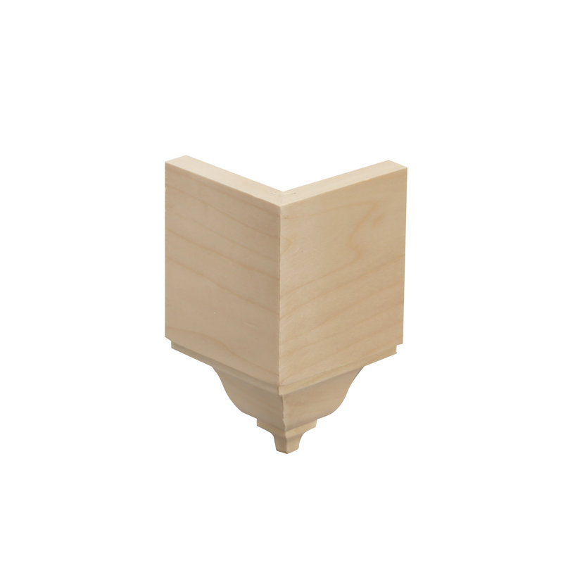 Unfinished White Hardwood Medium Inside Crown Connector Block Moulding