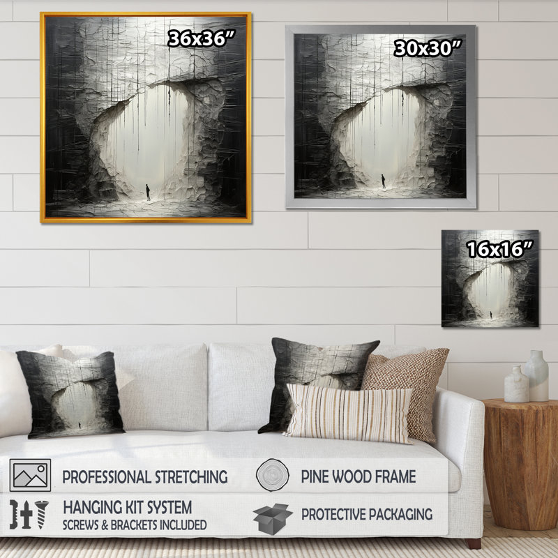 Minimalisme, solitude, méditation, art mural, H 30 po x l 30 po x P 1 po, Cadre flottant doré