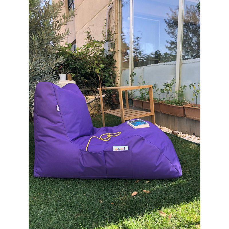 Fauteuil à billes mauve de qualité supérieure, l 24 po x H 30 po x P 43 po | Tissu 100% polyester imperméable, housse zippée amovible | Rempli de mousse de billes EPS recyclée pour un confort ultime | Parfait pour le salon et la salle de jeux