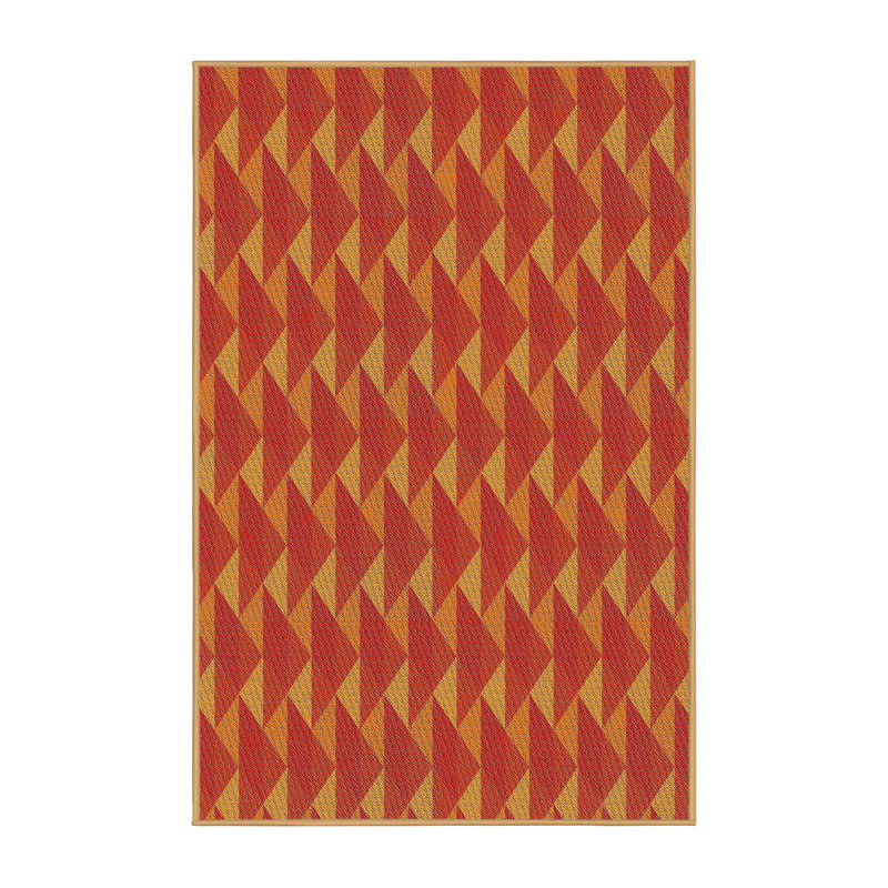 Tapis décoratif orange à motif géométrique Rhein, Rectangle 7 pi x 9 pi