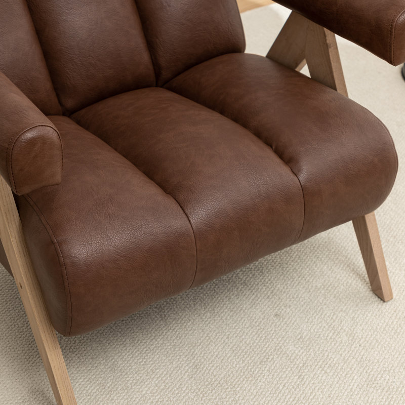 Fauteuil Bula, Similicuir brun, 2
