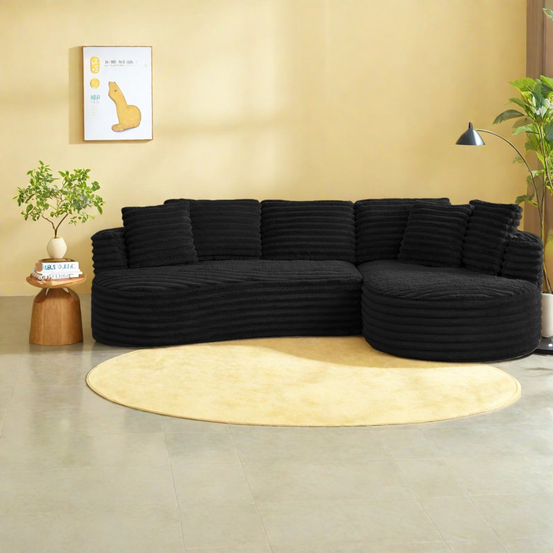 Compression Curved Sectionals Corduroy Modern L Shape For Home Lounge