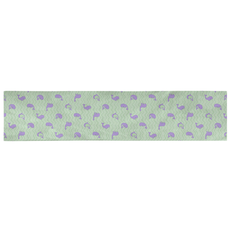 Chemin de table baleines Avicia, 72 po x 16 po, Polyester, Vert / Mauve