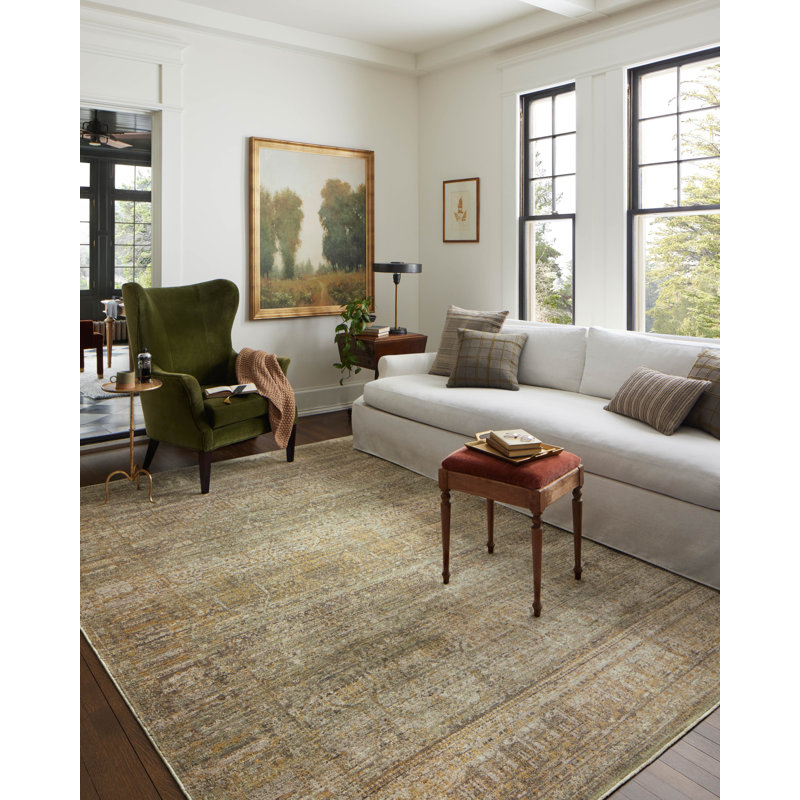 Jean Stoffer x Loloi Bradbury Dove / Gold Area Rug, Rectangle 10' x 14'
