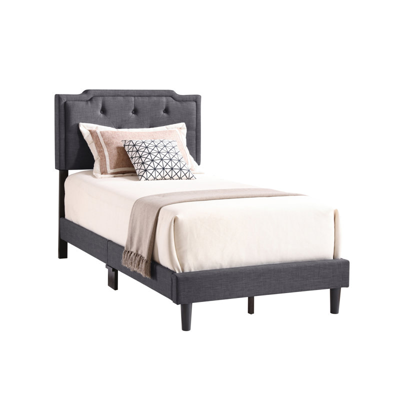 Upholstered Panel Bed, Twin, Ash Black