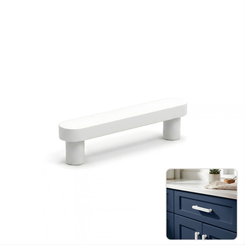 Poignée d'armoire moderne de style Mid-Century ROUS, 3 po, neige (blanc), 3'', Neige (blanc)