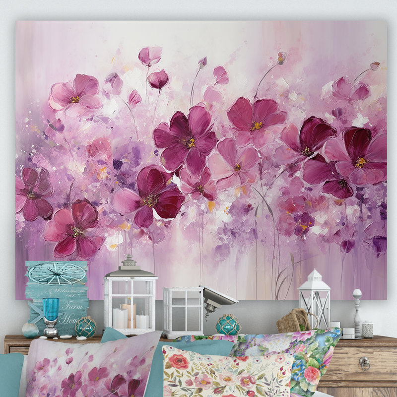 Fuschia Country Charm F; P réponse II - Fleurs, art mural, H 16 po x l 32 po, Toile tendue