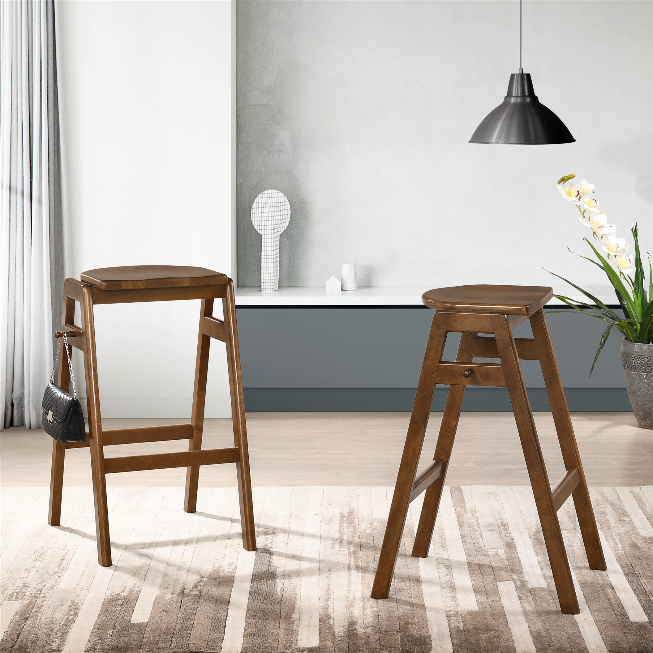 Lark Manor™ Charming Mid-Century Modern Stackable Barstools Set for ...