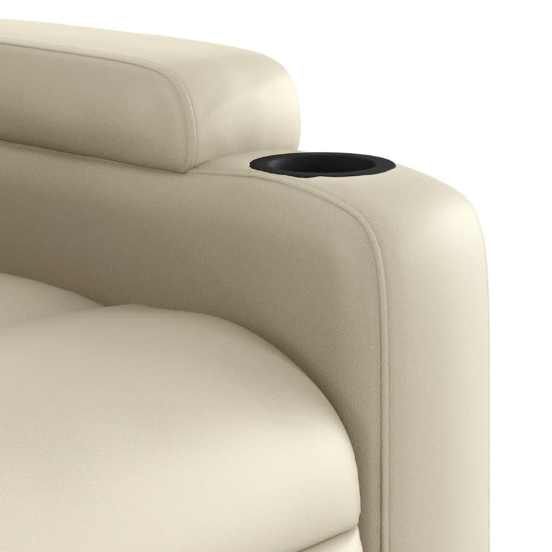 Fauteuil inclinable de massage en cuir vidaXL, dossier et repose-pieds réglables, Similicuir crème
