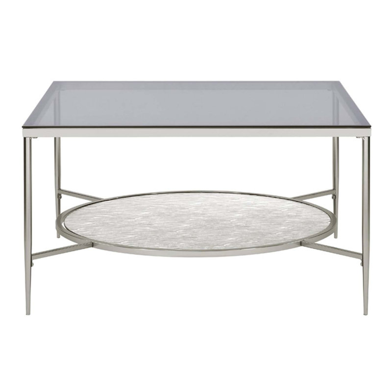 Table basse Adelrik, finition verre et chrome