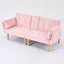 72" Foldable Pink Velvet Double Sofa, Space-Saving