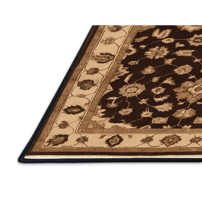 Tapis noir surteint lavable à la machine, Rond 3 pi