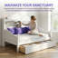 Lit de jour simple avec 2 tiroirs et tête de lit à tablettes, rangement sous le lit-128966426
