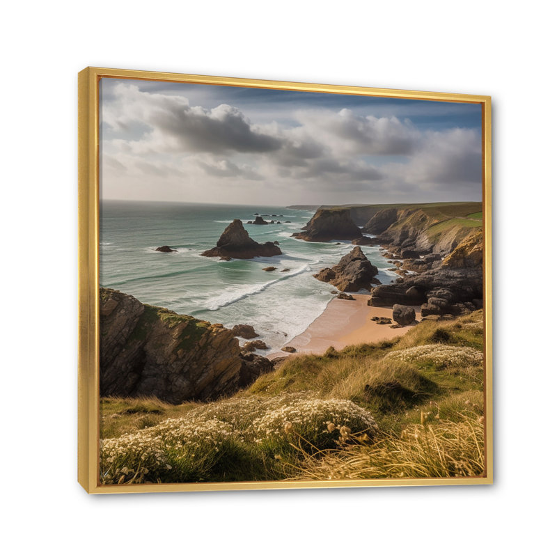 Coastal Horizons V - imprimé, H 36 po x l 36 po x P 1,5 po, Cadre flottant doré