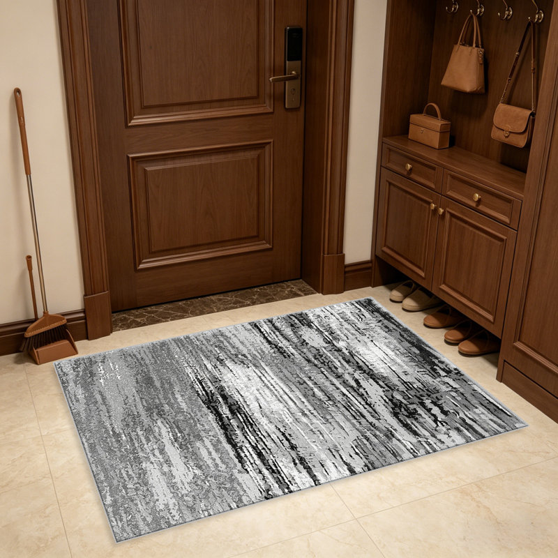 Grey Streak carpet-easy to clean, machine-washable, soft and comfortable; suitable for door mats, kitchens, living rooms, bedrooms, corridors, and laundry areas. Easy to clean, durable carpet for home decoration.