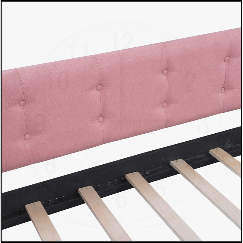  Velvet Upholstered Daybed with 4 Support Legs, Perfect for Modern and Versatile Use, Full/Double, Pink