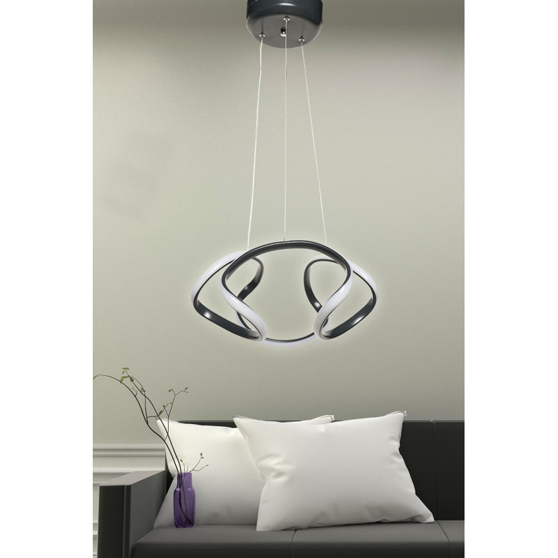 Luminaire suspendu géométrique à DEL 1 lumière Tennyson, Noir