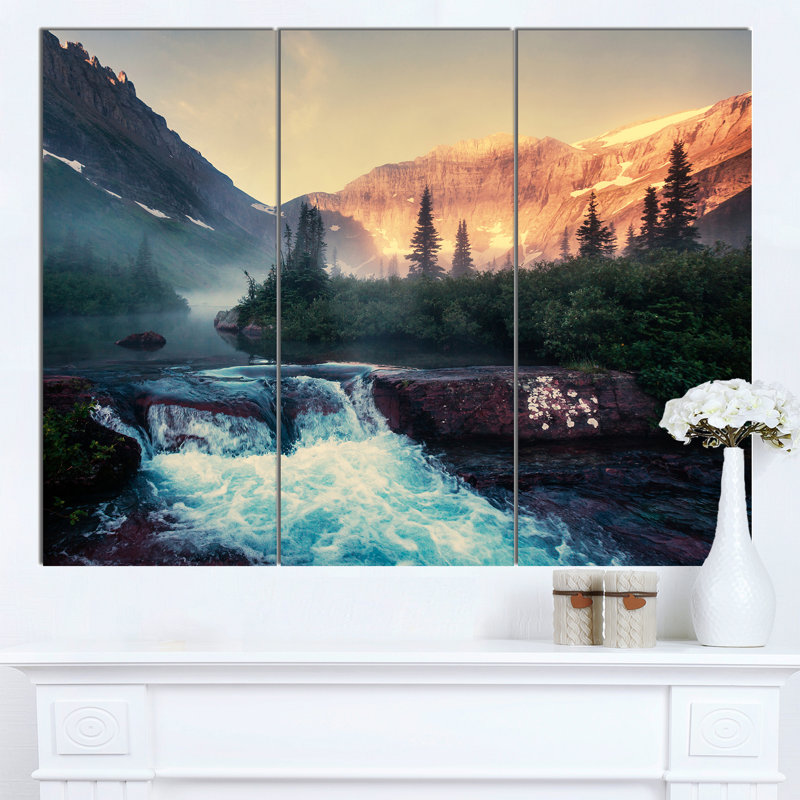 Glacier National Park Landscape Canvas Print in 3 Panels