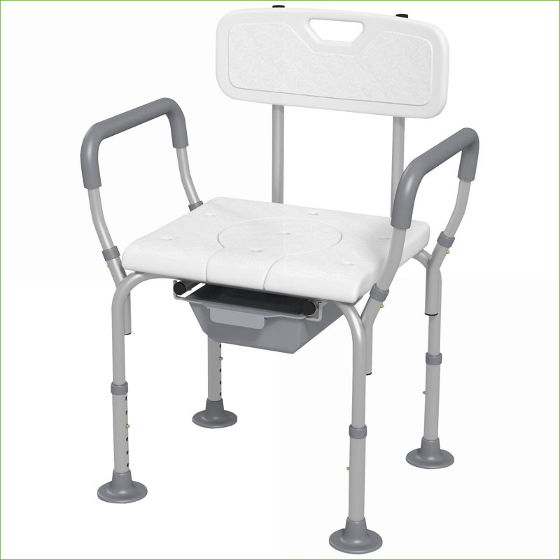 Sièges de chaise réglables 3-en-1 HOMcom, siège de toilette surélevé à hauteur réglable, pieds antidérapants pour les personnes âgées et amp; Désactivé, blanc cassé