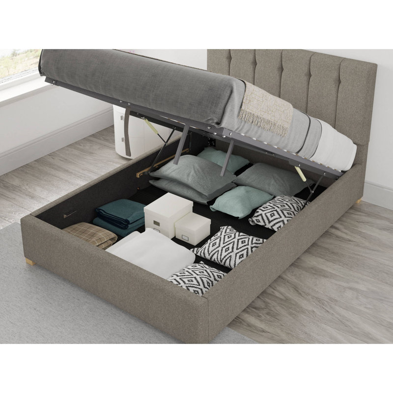 Cecere Upholstered Ottoman Storage Bed, Small Double (4'), Grey