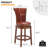 High Back Swivel Bar Stools with Full-Grain Genuine Leather Upholstered Seat & Solid Wood Footrest, Counter Bar Stool for Kitchen Island & Pub-897136919