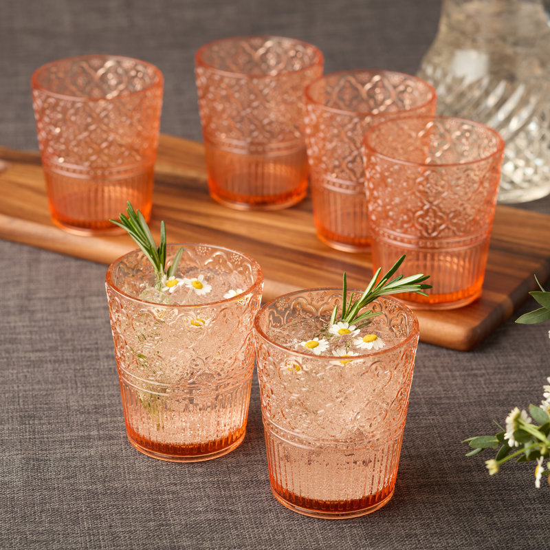 Ensemble de 6 verres à thé en acrylique Victoria, Rosé, 16 oz