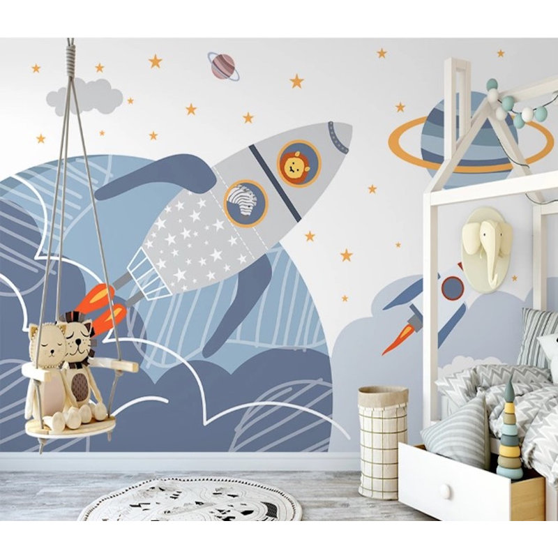 Papier peint amovible Rockets Neptune Planets, L 48,96 po x l 75 po