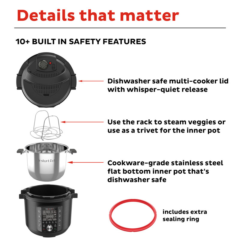 Black 8-Quart Electric Multi-Cooker with LCD Display