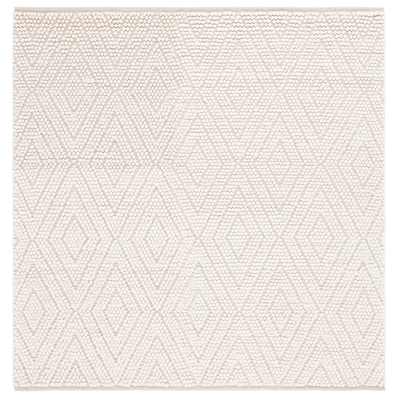 Natura Hand Woven Wool Pile With Cotton Backing Geometric Rug, Square 6'