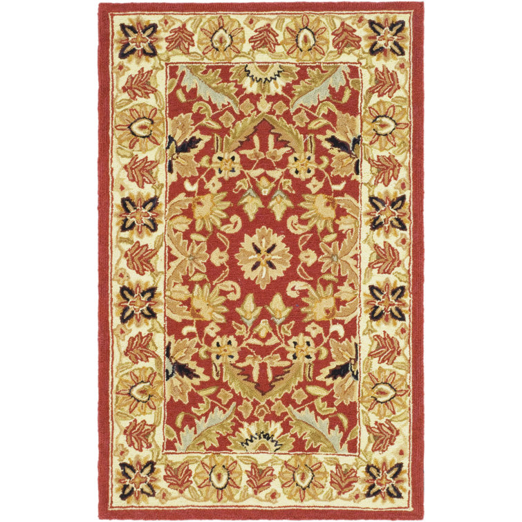 Caleb Hand-Hooked Wool Red Area Rug