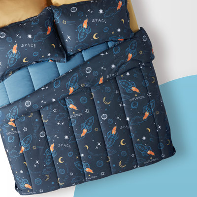 Ensemble d'édredon réversible 3 pièces Kids Space Rocket